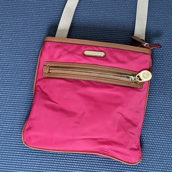 Michael Kors Fuschia Bright Pink Nylon & Leather Purse with adjustable strap - Picture 7 of 11